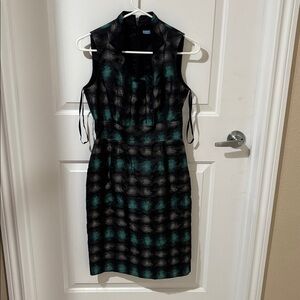 ANTONIO MELANI Black and Teal Backless Dress